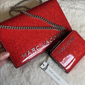 MARC JACOBS Red Glitter Party Wizard of Oz Crossbody w/matching Wallet NWT